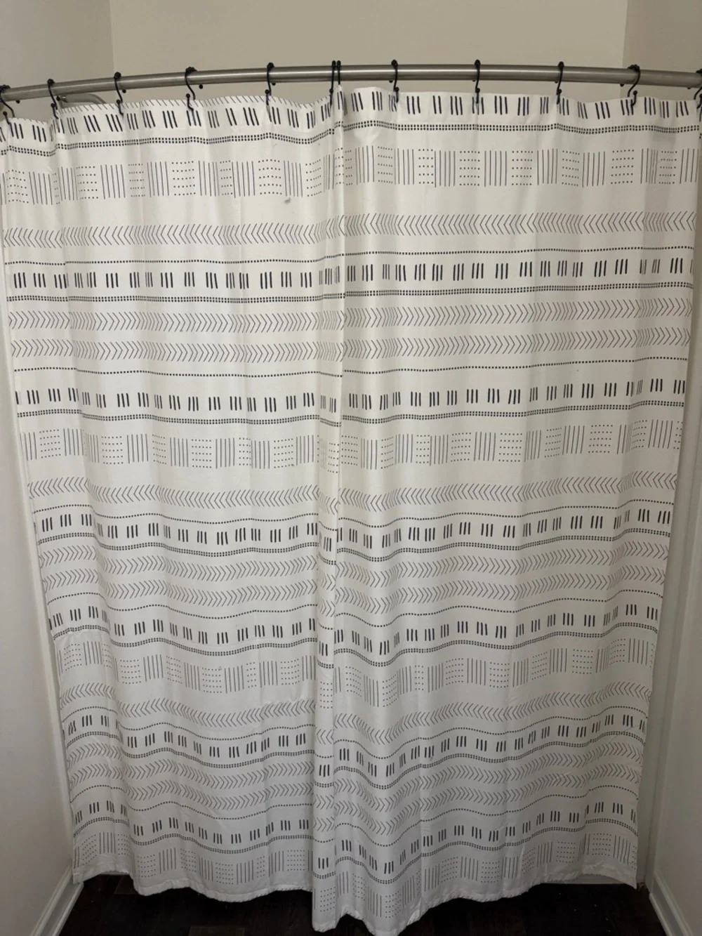 Black and White boho pattern shower curtain